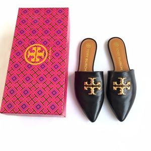 New Tory Burch Eleanor mules black gold 8